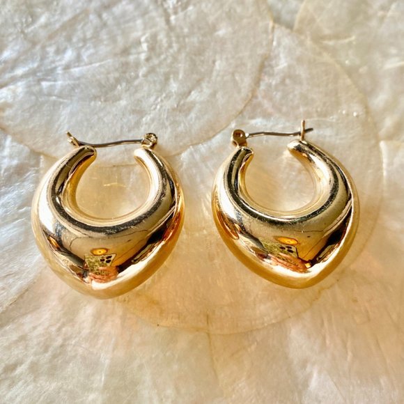 3 For $25 Gold Tone Small Teardrop Hoop Earrings - Picture 1 of 3